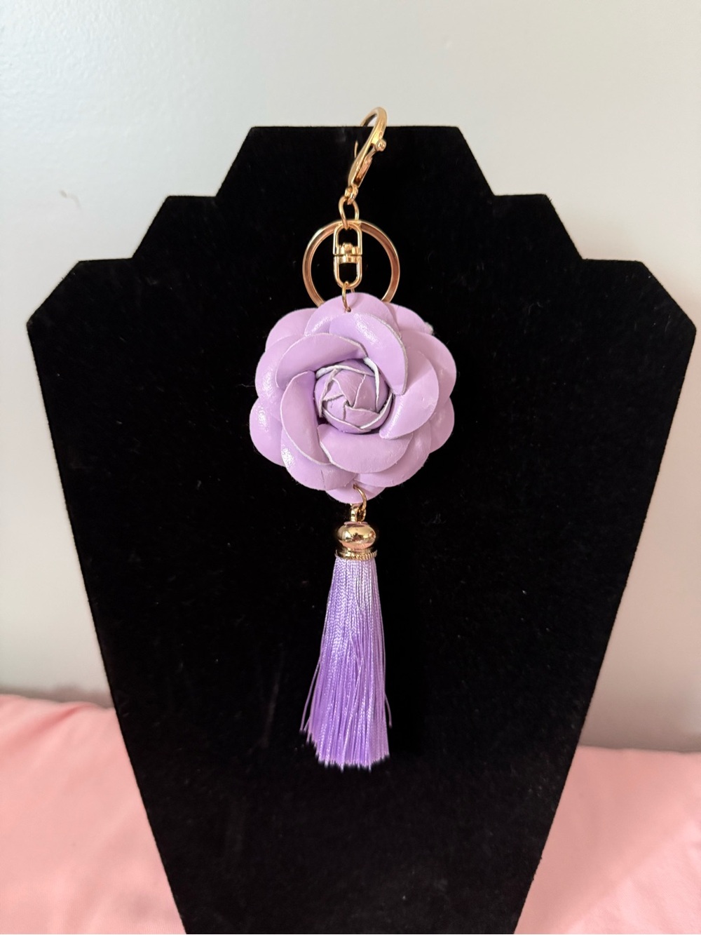 Lavender Floral Tassel Bag Charm